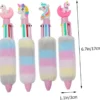 قلم حبر جاف لطيف كرتون يونيكورن 6 ألوان من القطيفة