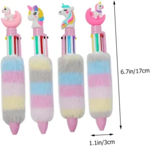 قلم حبر جاف لطيف كرتون يونيكورن 6 ألوان من القطيفة