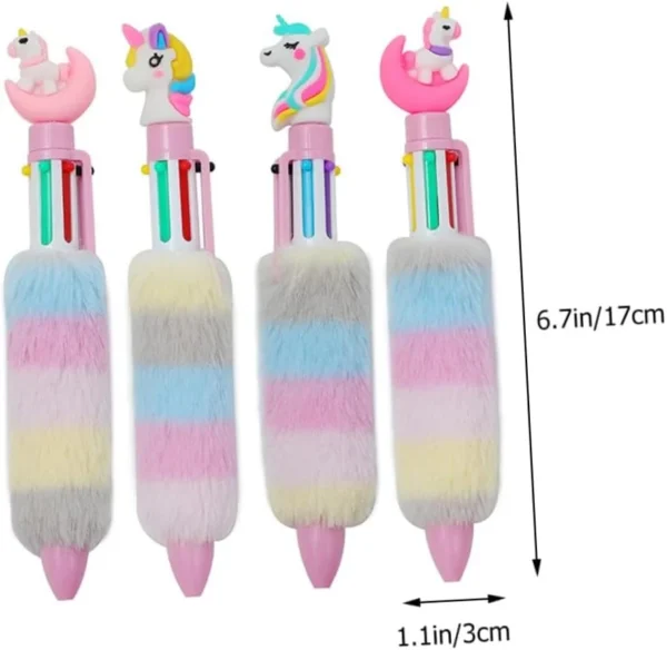 قلم حبر جاف لطيف كرتون يونيكورن 6 ألوان من القطيفة
