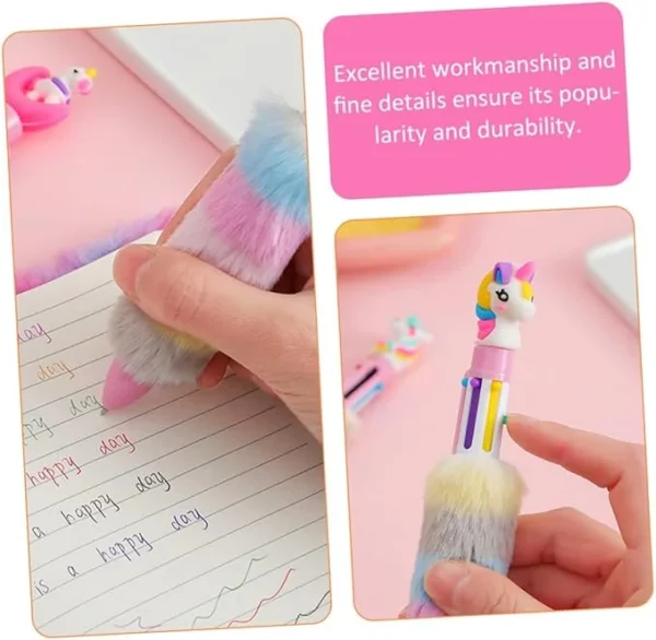 قلم حبر جاف لطيف كرتون يونيكورن 6 ألوان من القطيفة